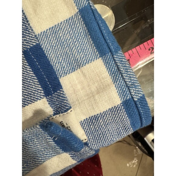 L.L.Bean Womens Scotch Plaid Flannel HoodieShirt Button Down BLUE 100% Cotton XS - Picture 5 of 11